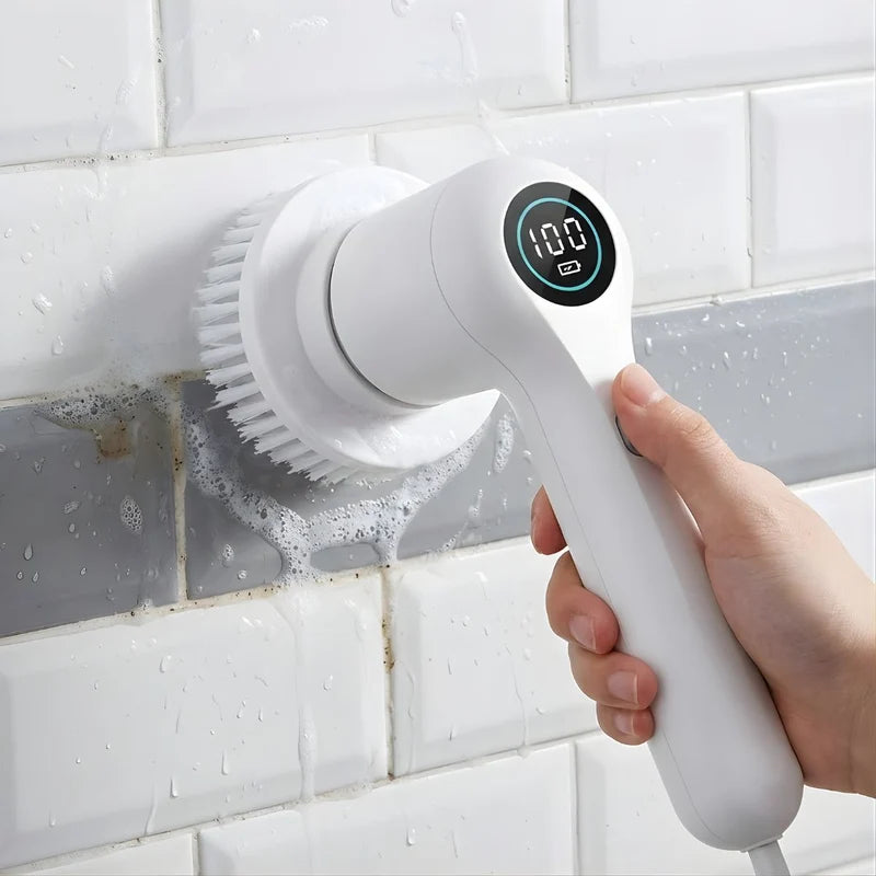 LIMPIADOR ELÉCTRICO INALÁMBRICO CON 5 CABEZALES DE CEPILLO DE LIMPIEZA