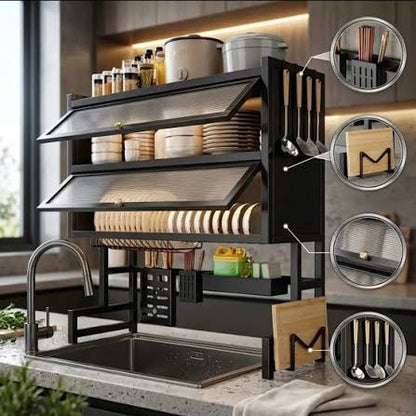 ESCURRIDOR DE PLATOS 2 NIVELES CON TAPA